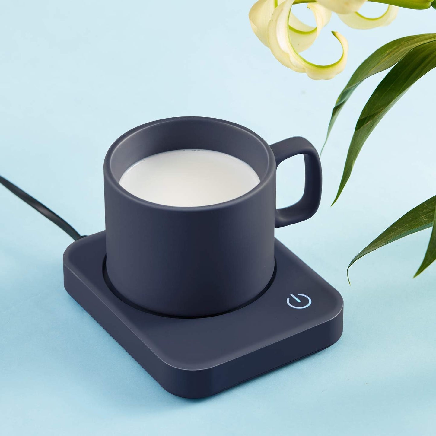 Elevate Your Sips: Dark Blue Coffee Mug Warmer with Auto Shut Off – Keep Your Brew Warm All Day!