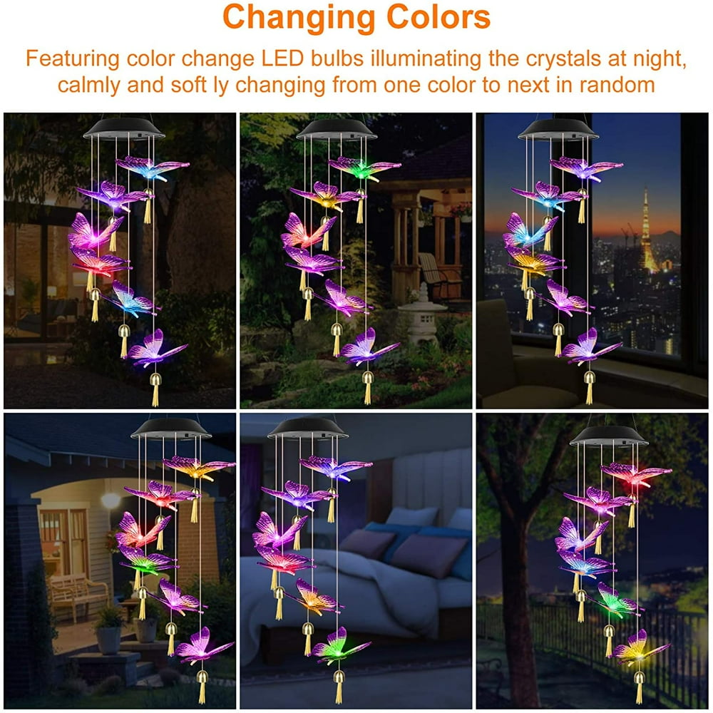 Color-Changing Wind Chime with Bell - Illuminate Your Outdoor Space in Style!