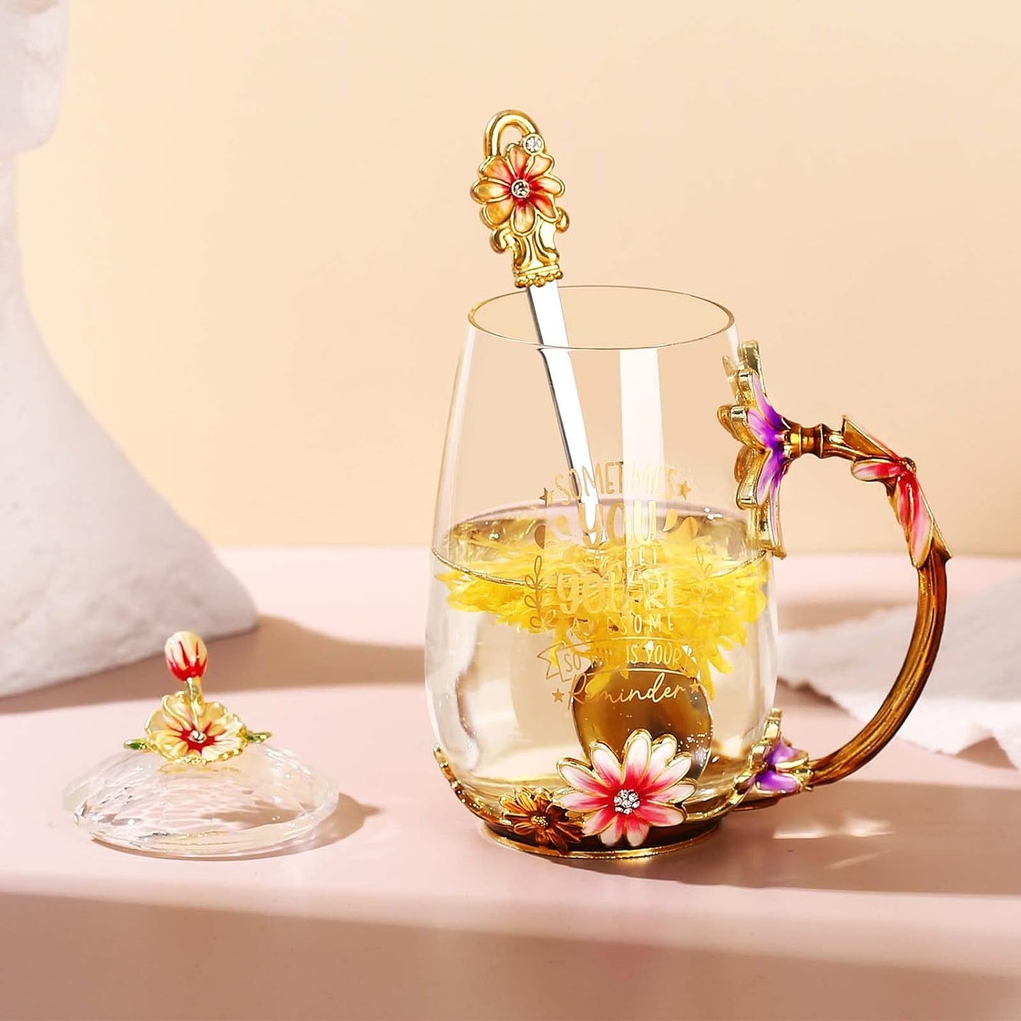 Elegance in a Cup: Unique Flower Glass Tea Cup – Perfect Mother's Day Gift for Your Beloved Wife! Cherish Every Sip of Love