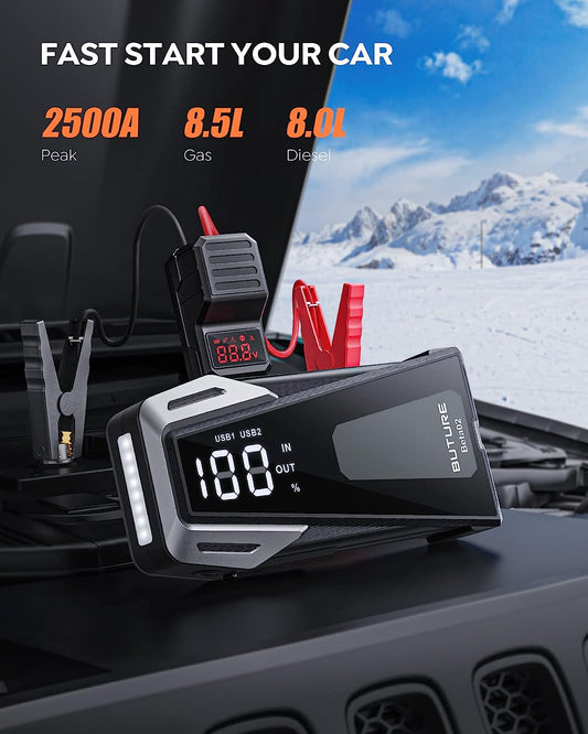Power Up with Precision: 2500A Car Battery Jump Starter – Portable, Smart, and Packed with Features for Any Vehicle!