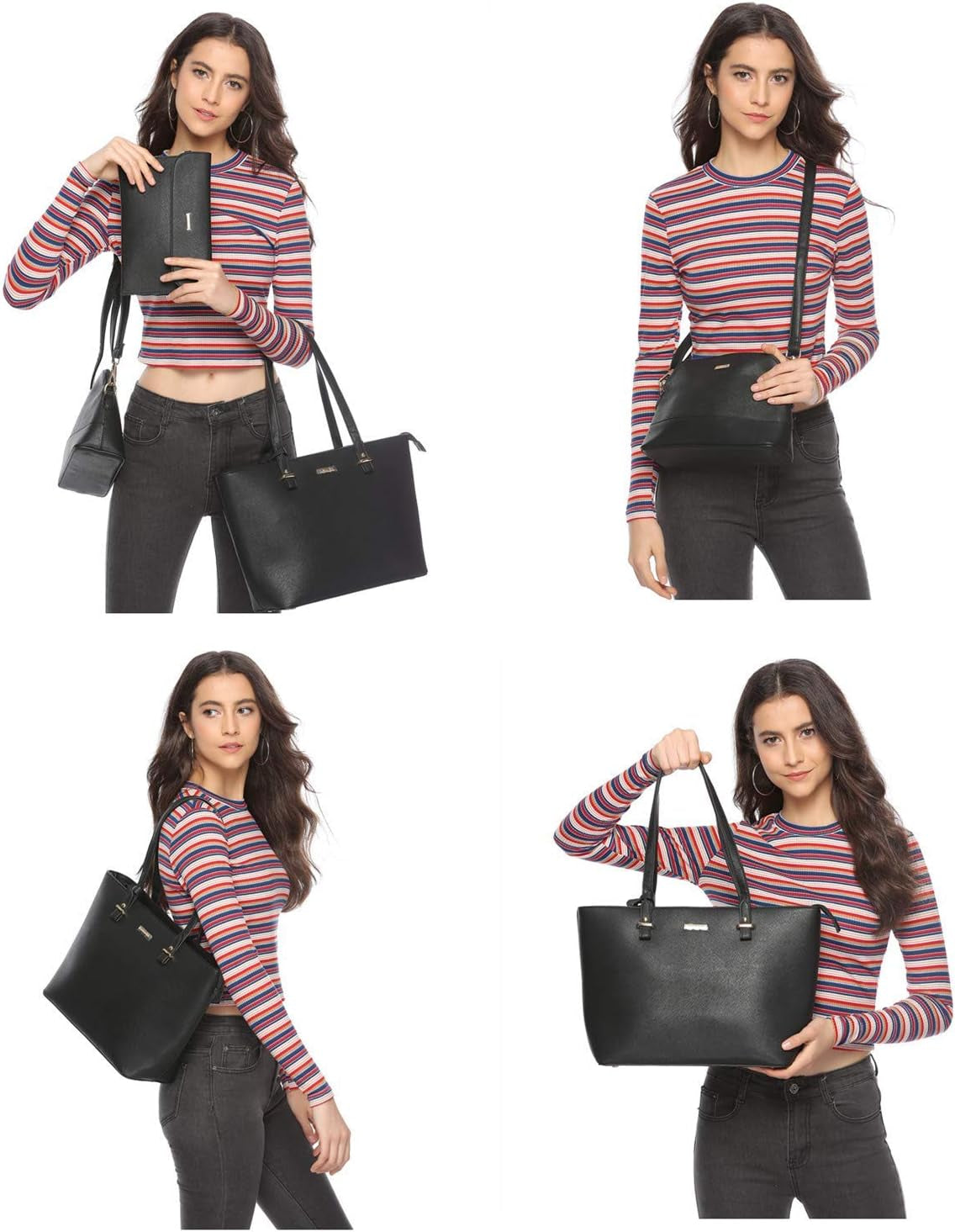 Chic Elegance Unleashed: 4-Piece Women's Fashion Power Pack. Handbag, Wallet, Tote, and Satchel Set